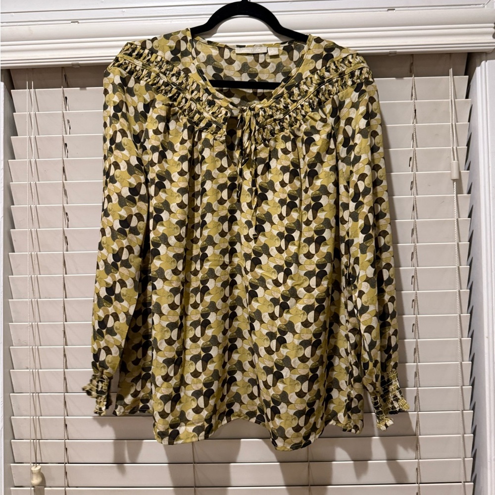 Sunny Leigh Geometric Green and Yellow Blouse
